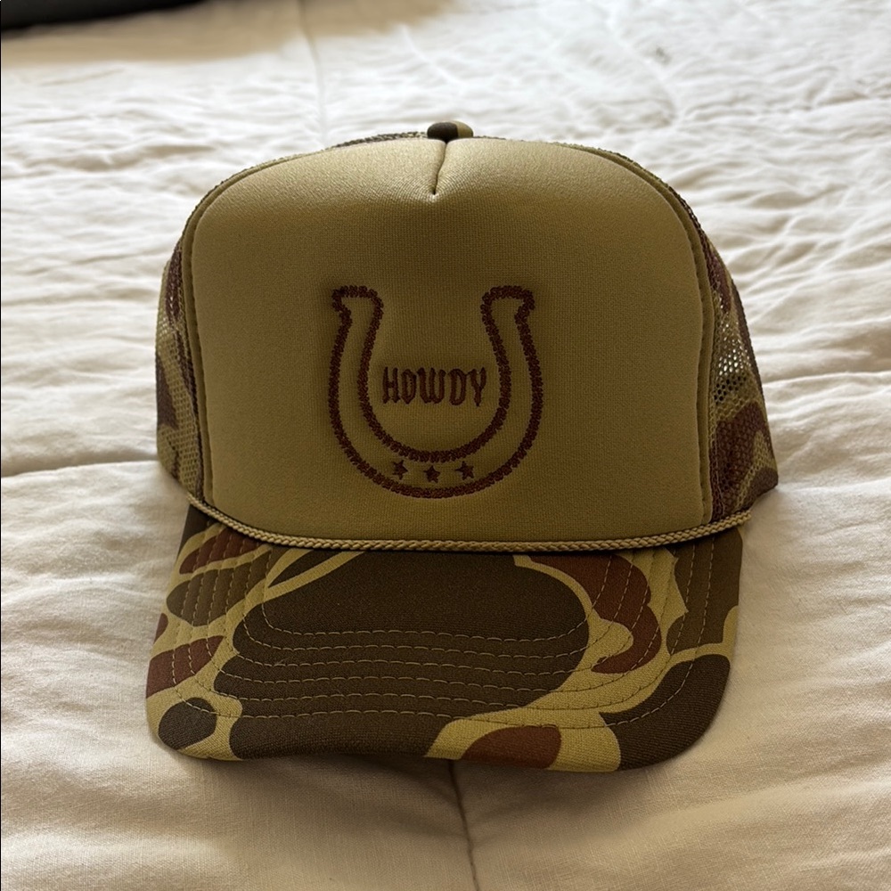 Camouflage Trucker Hat with Embroidered Design